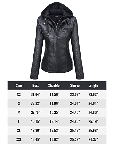 Tanming Women's Womens Hooded Faux leather Jackets (X-Small, Apricot)