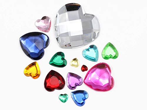 Allstarco 15mm Flat Back Heart Acrylic Rhinestones Plastic Gems Plastic Costume Jewels Embelishments - 40 Pieces (Orange Hyacinth)