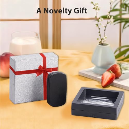 SOWSUN Fidget Slider Toys:Oval Haptic Magnetic Fingertip Slider Fidget Toy for Adults, Push Card Office Magnetic Sliding Fidget Toy Clicker Anxiety ADHD as Gifts - Silver