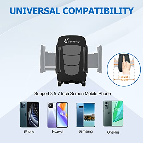 Car Phone Mount, Vansky 3-in-1 Cell Holder Air Vent Dashboard Mount Windshield for iPhone Xs Max R X 8 Plus 7 6S Samsung Galaxy S9 S8 Edge S7 S6 LG Sony and More