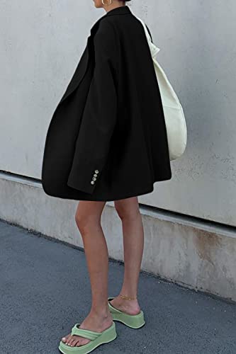 Grlasen Women Casual Elegant Long Sleeve Oversized Lapel Blazers Open Front Solid Work Office Jacket Blazer