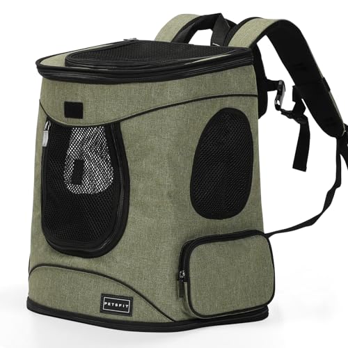 Petsfit Pet Backpack Carrier with Upgrade Waist Cushion Design to Better Fit The Waist, Suitable for Small and Medium Dogs Cats, and Rabbits up to 18 Pounds