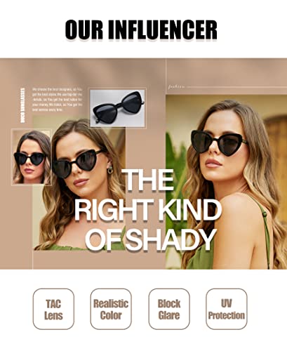 DUCO Trendy Heart Polarized Sunglasses for Women Narrow 1206