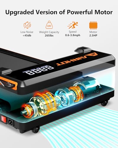 AlRHOT Walking Pad with Incline, 15° Incline Under Desk Treadmill with Remote Control, 2.5HP Walking Pad Treadmill with LED Display for Walking & Climbing at Home or Office,265LB Capacity