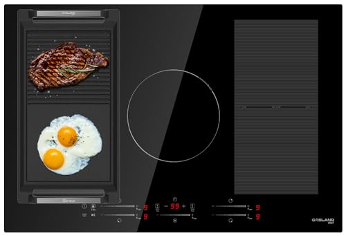 GASLAND Chef 30 Inch Induction Cooktop 5 Burners with Griddle, Rectangular 2-in-1 Cast Iron Grill Pan, Non-Stick & Non-Rust Coating,Built-in Electric Cooktop with Sensor Touch Control, Safety Lock