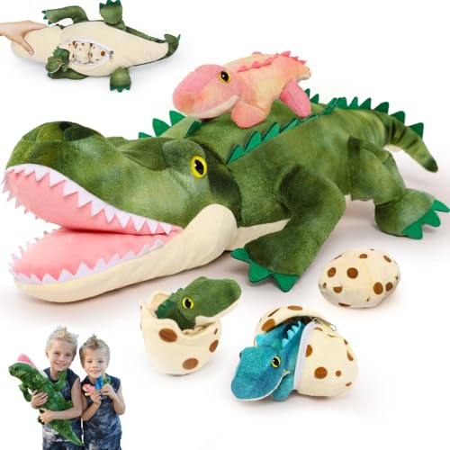 MorisMos 6 PCS Giant Snake Stuffed Animals Mommy with 3 Babies & 2 Eggs,55" Mama Stuffed Snake Toy for Kid Girl Boy,Realistic Blue Anaconda Toy,Colorful Baby Python Toys for Jungle-Themed Party Decor