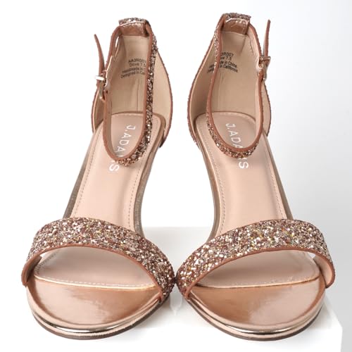 J. Adams Dove Ankle Strap Womens Stiletto For Women Sexy - Open Toe Strappy Heels, Wedding Shoes For Bride, Summer Heels and Bridal Shoes - Black Satin - 10