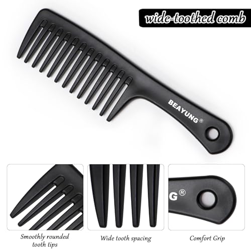 BEAYUNG 2 PCS Large Wide Tooth Comb, Shower Combs for Women, Curly Hair Brush, Detangling Comb, Hair Styling Comb, Hairdressing Tool (1Purple,1Blue)