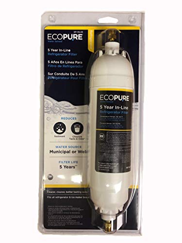 Watts Premier 20,000 Gallon Inline Water Filter with Two 1/4" Brass Connectors for Refrigerator, Ice Maker, RV, Camper, Water Cooler, Fountain, Reduces Bad Taste, Odors, Chlorine and Sediment