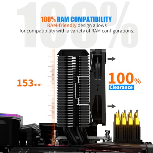 upHere P4K CPU Air Cooler 6mm x 4 Copper Heat Pipes CPU Cooler with 120mm Fan PWM 1800RPM 77.93CFM for Intel LGA 2011/2066 (Mainboard X79/X99)/1700/1200/1150/1121/1155/1156/1366/AMD AM5/AM4
