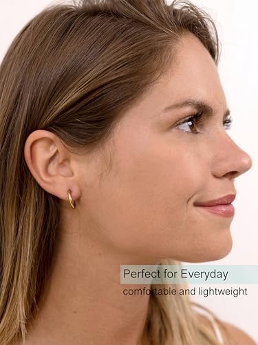 Altitude Boutique Small Gold Hoop Earrings For Women | 18kt Gold Plated Thin Tube Earrings | Lightweight, Hypoallergenic Chunky Gold Open Hoops (Gold 15mm)