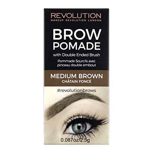Makeup Revolution Brow Pomade, Waterproof Eyebrow Pomade, Long Lasting With Extreme Hold, Smudge-Proof, Vegan & Cruelty Free, Dark, 2.5g