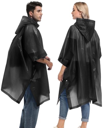 HOOMBOOM Unisex Rain Ponchos 2 Packs for Adults Waterproof Emergency Rain Coat White