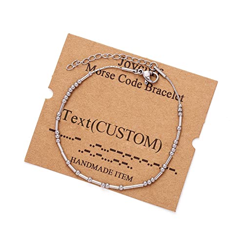 JoycuFF Aunt Friendship Morse Code Bracelets Inspirational Gifts For Best Friends Women Mother Daughter Aunt Sister Mothers Day Birthday Christmas Stianless Steel Jewelry Silver Bracelet