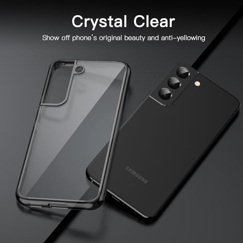 JETech Case for Samsung Galaxy S22 5G 6.1-Inch, Non-Yellowing Shockproof Bumper Protective Phone Cover, Anti-Scratch Hard PC Back (Black)