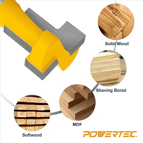 POWERTEC 72091 T Track Knob Kit with T Slot Router Bit, 1/4-20 x 1-1/2" Hex Bolts, Washers, Knobs and Carbide Tipped Router Bit 7/16" Dia. x 3/16" H x 1/4" Shank, T Track Accessories