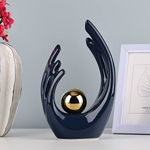 WUBIANJIE Heart Shaped Porcelain Statue and Sculpture, White Decorative Statue, Gift for Mother, Modern Artist Home Decor, Bedroom, Coffee Table, Shelf, Entryway Decoration Large (Large)