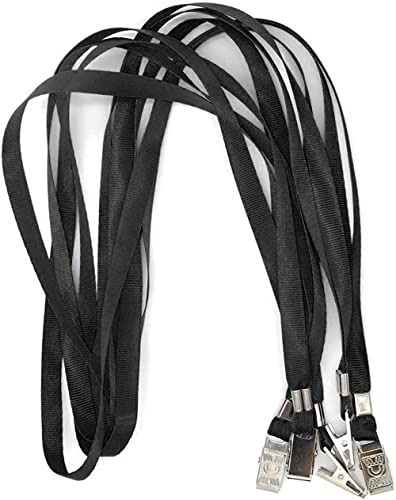 Bird Fiy® 50 Pcs Nylon Cord Lanyards Bulldog Clip Deluxe Neck Lanyard for Id Cards/badges (black)