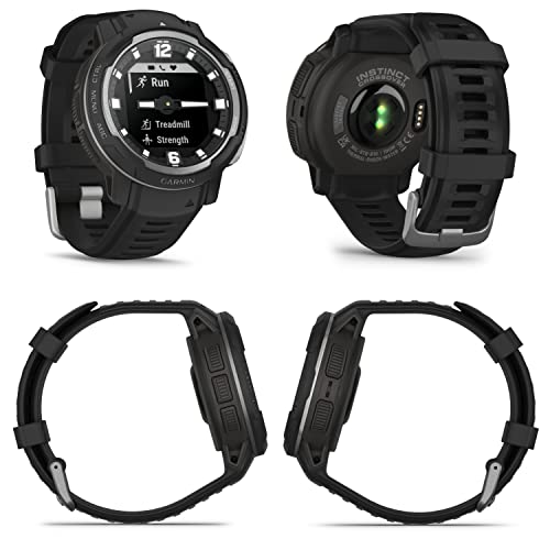 Wearable4U - Garmin Instinct Crossover, Rugged Hybrid Smartwatch, Analog Hands and Digital Display 1.27 in, Black with E-Bank Bundle
