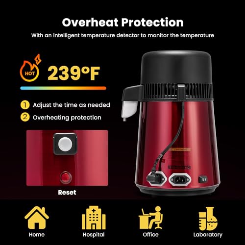 VIVOHOME Water Distiller Countertop 1.1 Gallon/4L 304 Stainless Steel Distilled Water Machine with Smart Switch Purifier Filter for Home Officek, Champagne