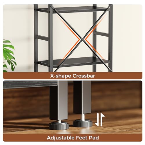 SUPERJARE Triple 4 Tier Bookshelf, Bookcase with 11 Open Display Shelves, Wide Book Shelf Book Case for Home & Office, Black