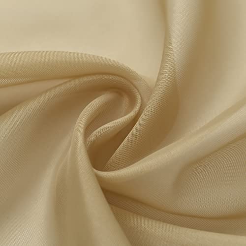 OYRING Beige Waterfall Sheer Window Curtain Valance for Living Room - Tassels Swag Curtain Valance for Bedroom, Valance for Kitchen, 1 Panel, Width 39 Inch