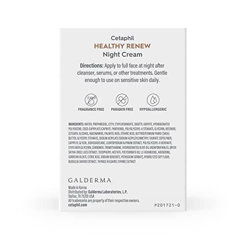 Cetaphil Healthy Renew Skin Tightening Night Cream 1.7 Oz, Wrinkle Repair Cream for Face with Peptides, Retinol Alternative Cream For Sensitive Skin, Fragrance Free