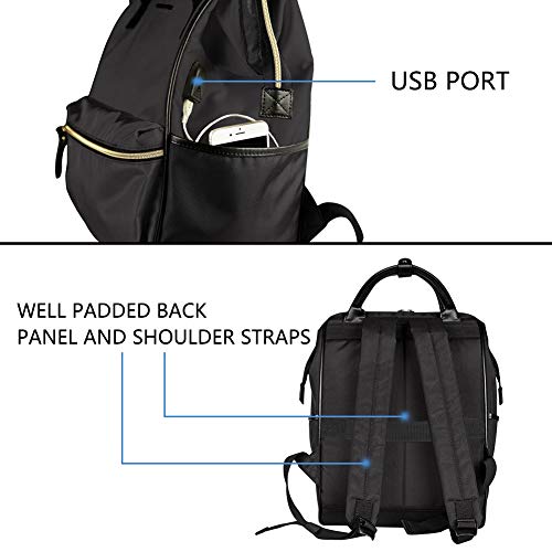 KROSER Laptop Backpack 15.6 Inch Stylish Backpack Doctor Bag Water Repellent College Casual Daypack with USB Port Travel Business Work Bag for Men/Women-Black
