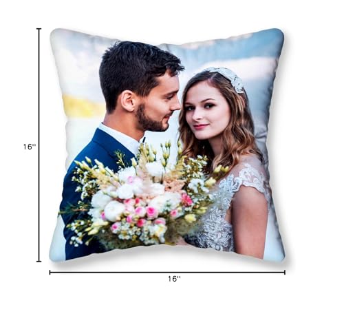 GagetElec Custom Pillows with Picture,Text Personalized Pillow with Photo,Custom Couple Gifts,Two-Sides Design Printed (20 Inch X 20Inch,Optional Pillow Insert)
