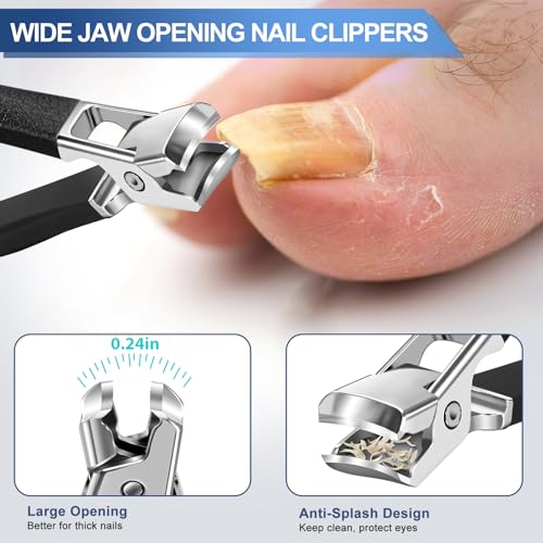2024 Toenail Clippers for Seniors Thick Nails - 17mm Straight Wide Jaw Ultra Sharp Nail Clippers for Men & Upgrade 360°Rotary Fingernail Cutter for Seniors, Novelty Gifts for Men Women