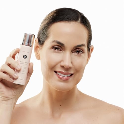MagicMinerals AirBrush Foundation by Jerome Alexander – 2pc Set with Airbrush Foundation and Kabuki Brush - Spray Makeup with Anti-aging Ingredients for Smooth Radiant Skin - Bright Light