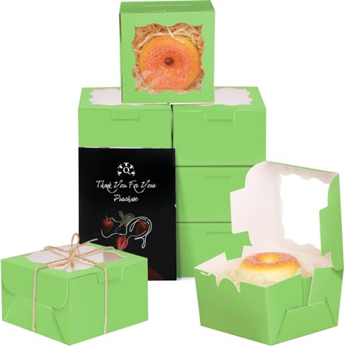 Violets Purple Bakery Boxes with Window 4*4*2.5inch/55Packs Mini Cookie Boxes Macaron Boxes Small Donut Pastry Boxes for Wedding Favor Party