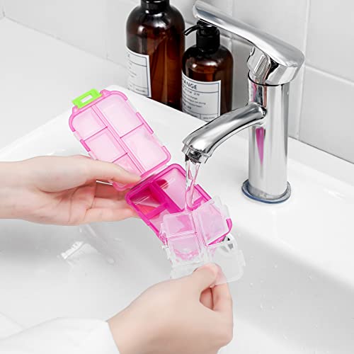 4PS Travel Pill Organizer with 164 Slice Labels,10 Compartments Travel Pill Box Portable Folding Small Pill Case Daily Pill Container Used for Carry Storage Medicine Organizer by M MUchengbao (Blue)