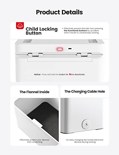 Vaydeer Metal Timed Lock Box, Phone Lock Box with Child Lock and LED Display, Self-Control Time Locking Container for Cell Phones, Snacks, Alcohol or Other Temptations Up to 365 days