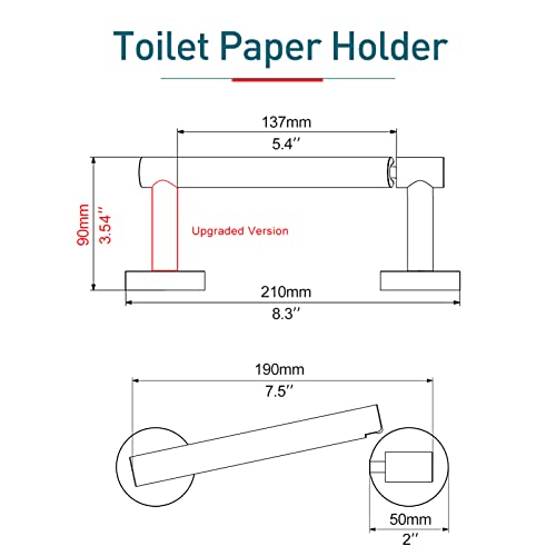 POKIM Toilet Paper Holder Matte Black and Gold, Metal Bathroom Rotating Paper Roll on Wall Mounted with Lock, SUS 304 Stainless Steel Mix Color Toilet TP Large Mega Roll Holder Classic