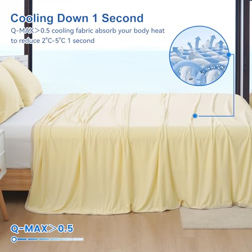 PHF Double Cooling Blanket for Hot Sleepers Twin Size, Arc-Chill Q-Max>0.5 with Double Cooling, Summer Blanket Absorbs Heat to Keep Cool All Night for Night Sweats (Alabaster Gleam, 60''x80'')