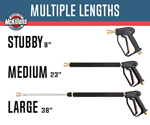 McKillans® Short Pressure Washer Gun with Swivel - High Pressure Water Handle with 3/8" Male Plug and 1/4” Quick Connector Coupler - Power Washer Gun Compatible with Foam Cannon - Car Wash Foam Gun