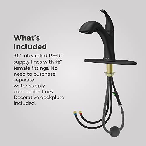 Pfister Wray Kitchen Faucet with Pull Out Sprayer, Single Handle, Mid Arc, Matte Black Finish, F5347WRYB