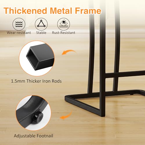 LSSPAID Counter Height Bar Stools Set of 2, 24.8 Inch Modern Upholstered Fabric Kitchen Island Chairs with Backrest and Footrest, Black Metal Leg for Kitchen Counter, Beige