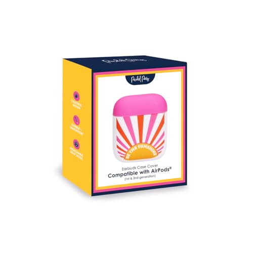 Packed Party for AirPods Case Cover, Soft Silicone Protective Cover with Detachable Gold Hook, Compatible with Apple AirPods 2nd 1st Generation Charging Case, Be The Sunshine Earbuds Case Cover