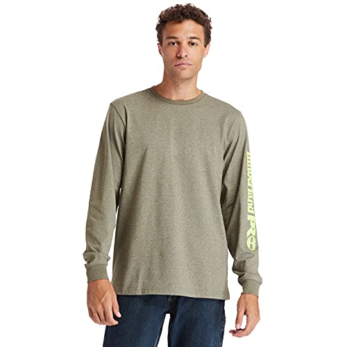 Timberland PRO mens Base Plate Blended Long-sleeve T-shirt With Logo T Shirt, Burnt Olive Heather, Small US