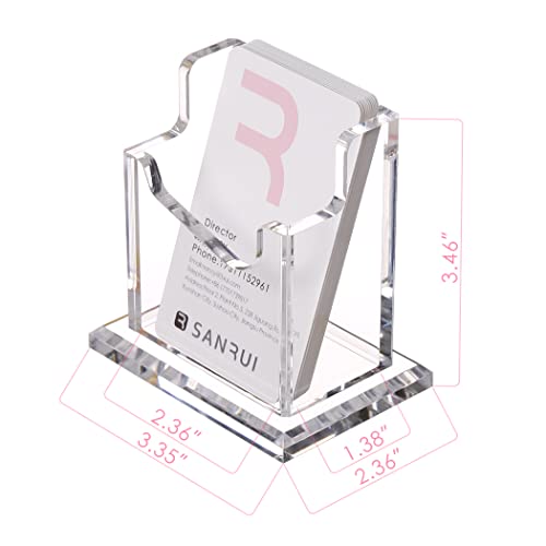 SANRUI Vertical Business Card Holder for Desk,Clear Acrylic Business Card Display Stand,1 Slots ,Holds 50-60 Cards