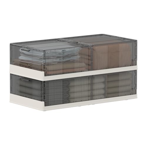 FLEXIMOUNTS 2 Pack Under Bed Storage with Wheels,108 QT Foldable Underbed Storage Containers,Collapsible Containers Stackable Under bed Organizer Bins for Clothes, Blankets, Shoes, Books