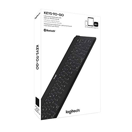 Logitech Keys-to-Go Super-Slim and Super-Light Bluetooth Keyboard for iPhone, iPad, Mac and Apple TV, Including iPad Air 5th Gen (2022) - Black