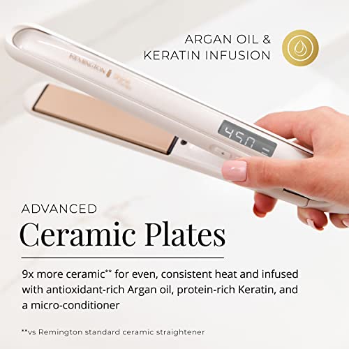 Remington Shine Therapy 1 inch Hair Straightener Iron, Infused with Argan Oil & Keratin, Professional Ceramic Flat Iron for Less Frizz, Shinier & Smoother Hair, Hair Styling Tools