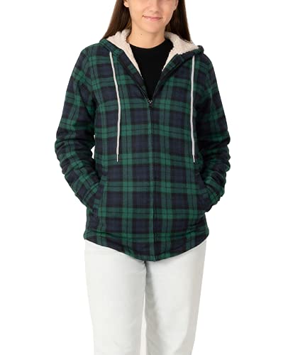 Womens Hooded Flannel Shacket Jacket Zip Up Oversized Plaid Flannel Shirt Women Flannel Hoodie Fall Flannels Red Blue S