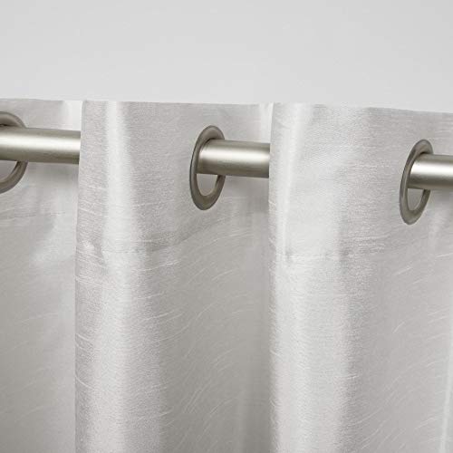 Exclusive Home Chateau Striped Faux Silk Grommet Top Curtain Panel Pair, 54"x63", Black Pearl