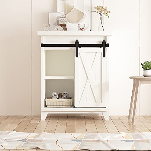 skysen 2ft Single Door Cabinet Sliding Barn Door Hardware Kit Super Mini Sliding Door Hardware for Wardrobe Cabinet TV Stand (ykd2)