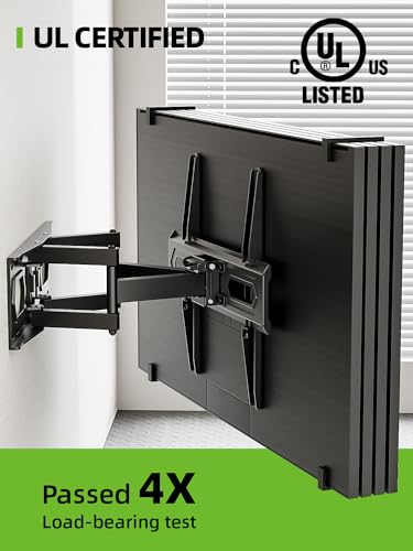 USX MOUNT TV Wall Mount for 32-65 inch Flat Screen/LED/4K TVs up to 110lbs, Full Motion TV Bracket, Swivel/Tilt TV Mount with Articulating Dual Arms, Max VESA 400x400mm, Fits 12/16" Wood Stud