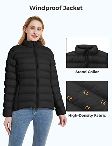 ZSHOW Women's Puffer Jacket Lightweight Packable Warm Winter Coat (Black,S)